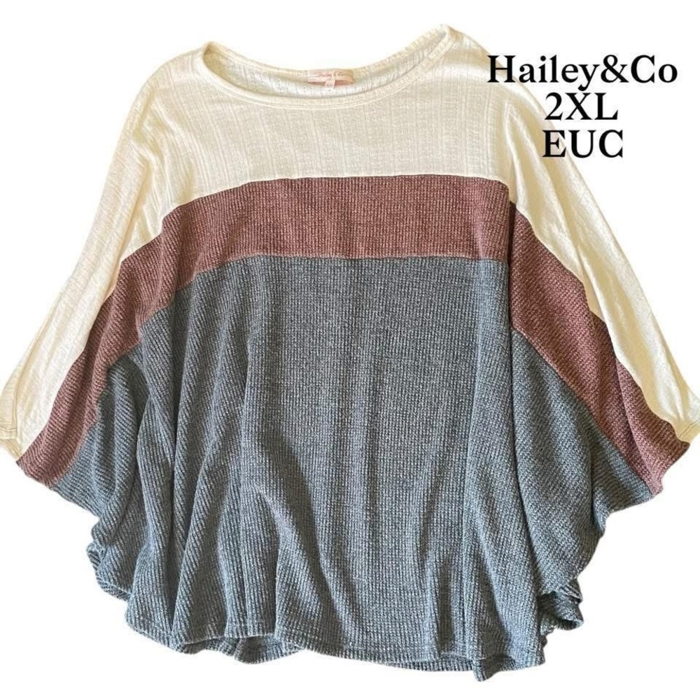 💥6/$35💥
 Hailey&Co Women's Color Block Fall Sweater in Cream, Rust, and Grey